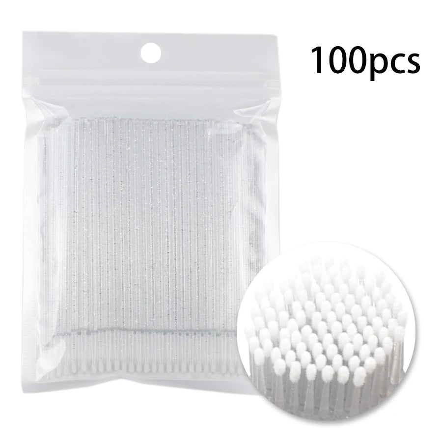 Disposable Eyelash Brushes Swab 100Pcs Micro Brushes Eyelash Extension Tools Individual Eyelashes Removing Tools Applicators