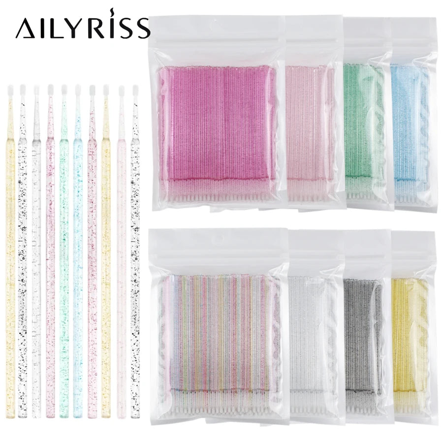 Disposable Eyelash Brushes Swab 100Pcs Micro Brushes Eyelash Extension Tools Individual Eyelashes Removing Tools Applicators