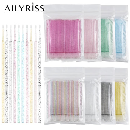 Disposable Eyelash Brushes Swab 100Pcs Micro Brushes Eyelash Extension Tools Individual Eyelashes Removing Tools Applicators