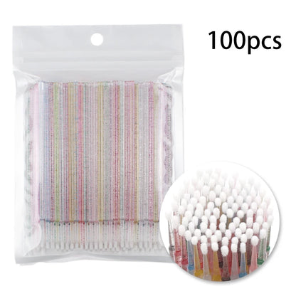 Disposable Eyelash Brushes Swab 100Pcs Micro Brushes Eyelash Extension Tools Individual Eyelashes Removing Tools Applicators