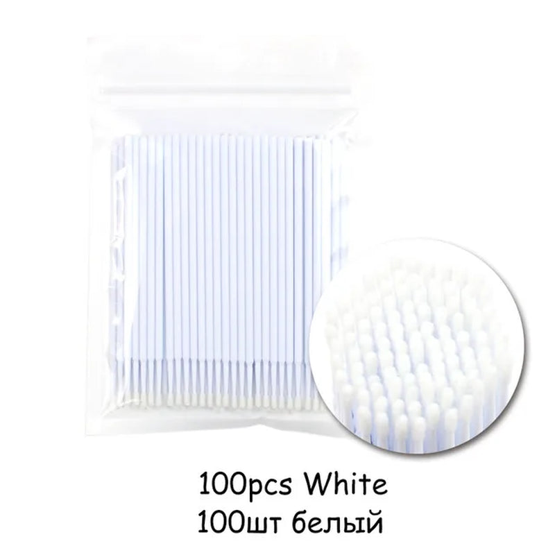 Disposable Eyelash Brushes Swab 100Pcs Micro Brushes Eyelash Extension Tools Individual Eyelashes Removing Tools Applicators