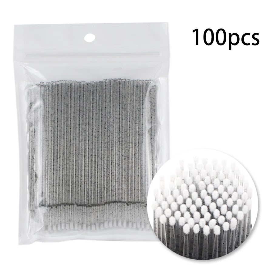 Disposable Eyelash Brushes Swab 100Pcs Micro Brushes Eyelash Extension Tools Individual Eyelashes Removing Tools Applicators