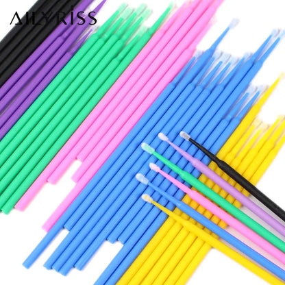 Disposable Eyelash Brushes Swab 100Pcs Micro Brushes Eyelash Extension Tools Individual Eyelashes Removing Tools Applicators