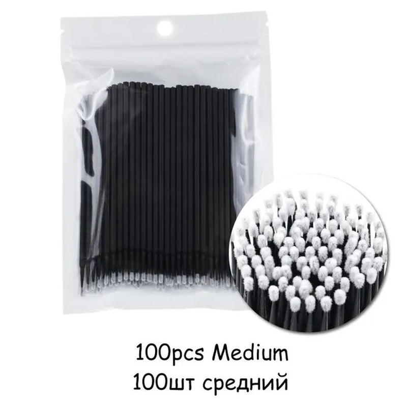 Disposable Eyelash Brushes Swab 100Pcs Micro Brushes Eyelash Extension Tools Individual Eyelashes Removing Tools Applicators
