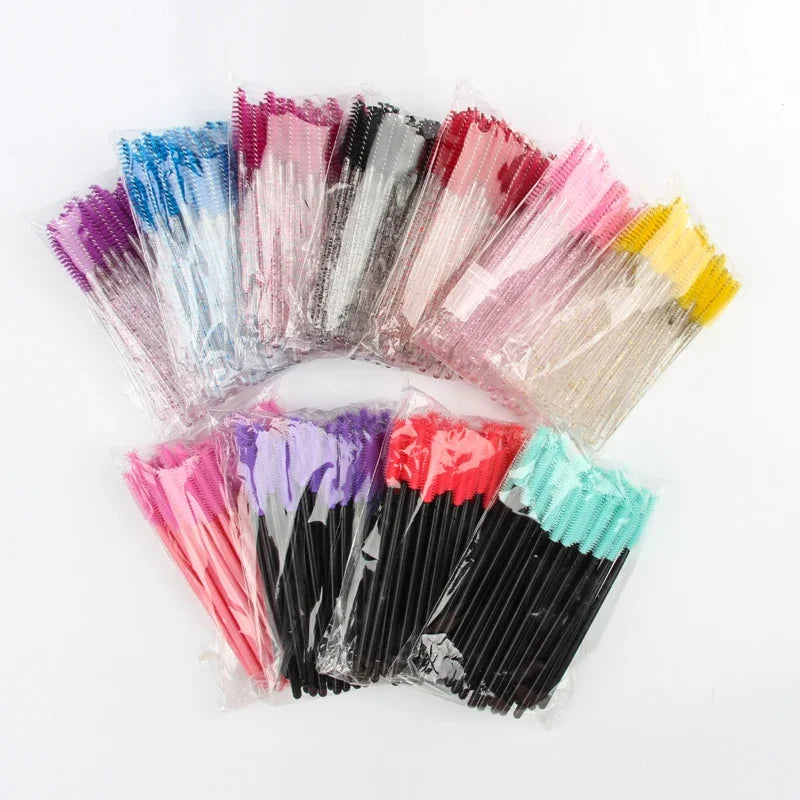 5/25/50 PCS Makeup Brushes Pink Crystal Eyelashes Brush Reusable Fake Lashes Extension Supplies False Eyelash Make up Tool Hot