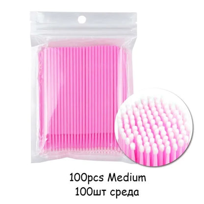 Disposable Eyelash Brushes Swab 100Pcs Micro Brushes Eyelash Extension Tools Individual Eyelashes Removing Tools Applicators