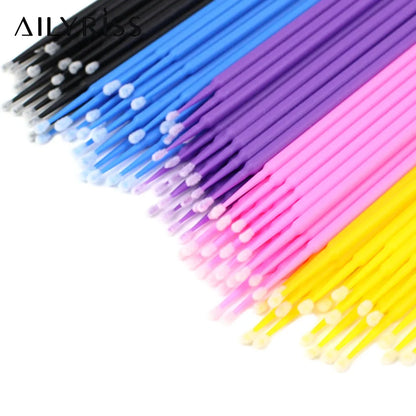 Disposable Eyelash Brushes Swab 100Pcs Micro Brushes Eyelash Extension Tools Individual Eyelashes Removing Tools Applicators