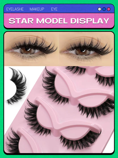 Veltrinay Fake Lashes Cat Eye Lashes Faux Mink Eyelashes Clear Band Lashes Natural Look Wispy Mink Eyelashes False Lashes Makeup