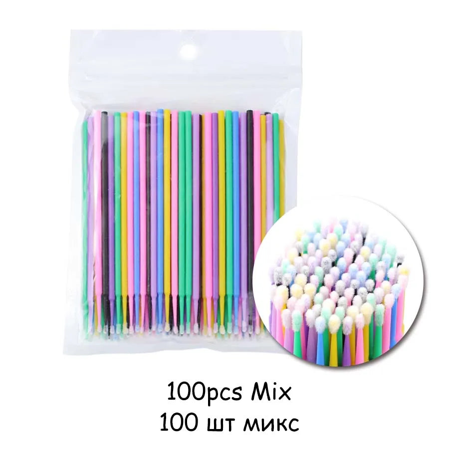 Disposable Eyelash Brushes Swab 100Pcs Micro Brushes Eyelash Extension Tools Individual Eyelashes Removing Tools Applicators