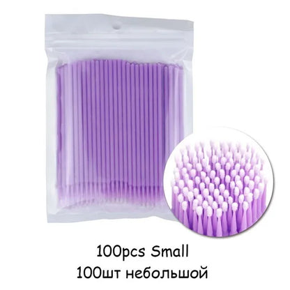 Disposable Eyelash Brushes Swab 100Pcs Micro Brushes Eyelash Extension Tools Individual Eyelashes Removing Tools Applicators