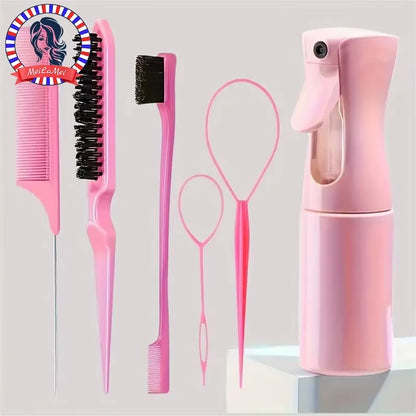 6Pcs/Set Hair Brush Set Hairdressing Spray Bottle Hair Braiding Loop Rat Tail Comb Teasing Hair Brsuh Edge Control Hair Brush