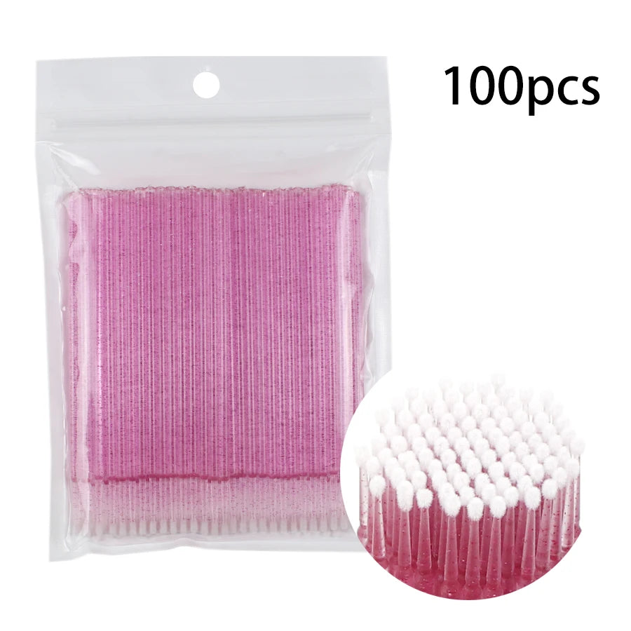 Disposable Eyelash Brushes Swab 100Pcs Micro Brushes Eyelash Extension Tools Individual Eyelashes Removing Tools Applicators