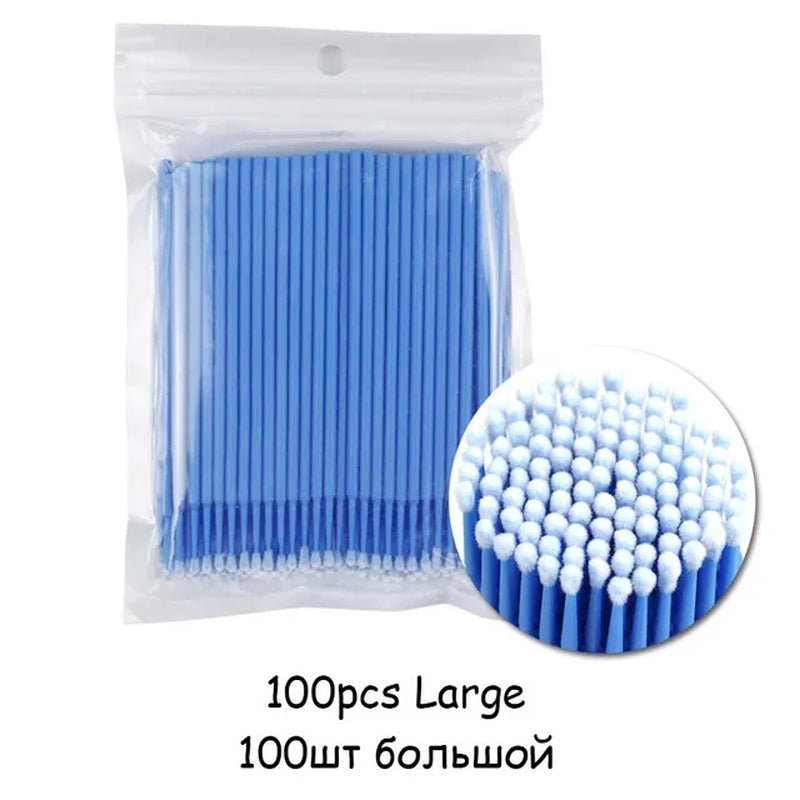 Disposable Eyelash Brushes Swab 100Pcs Micro Brushes Eyelash Extension Tools Individual Eyelashes Removing Tools Applicators