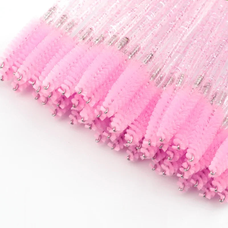 5/25/50 PCS Makeup Brushes Pink Crystal Eyelashes Brush Reusable Fake Lashes Extension Supplies False Eyelash Make up Tool Hot